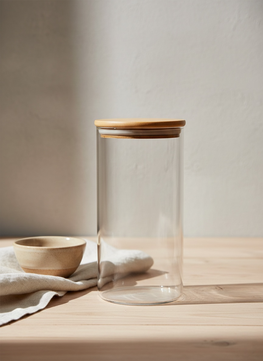 Frasco Cristal Tapa de Bambú