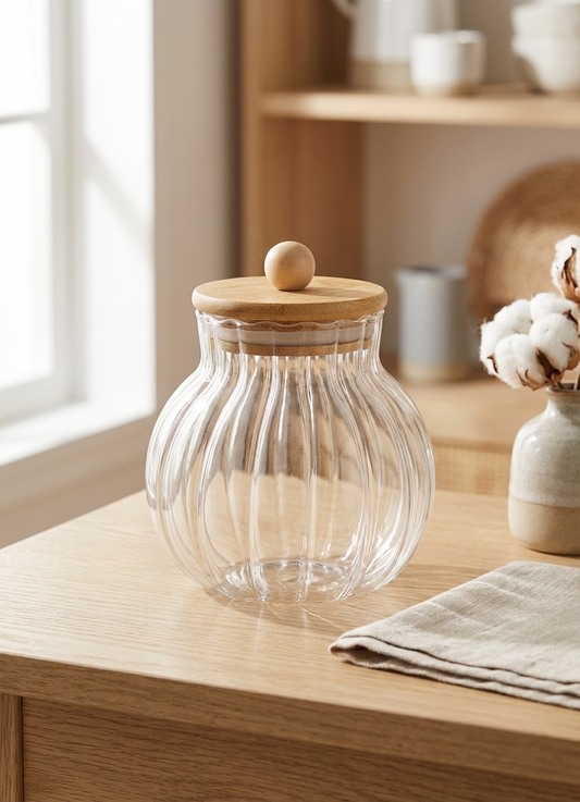 Frasco Cristal Tapa de Bambú