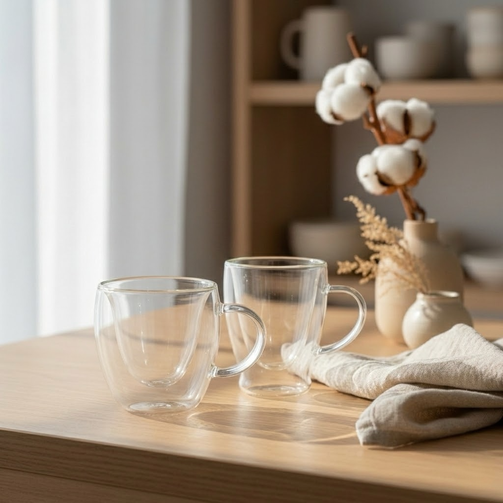 Set Café — Tazas Cristal Doble Fondo