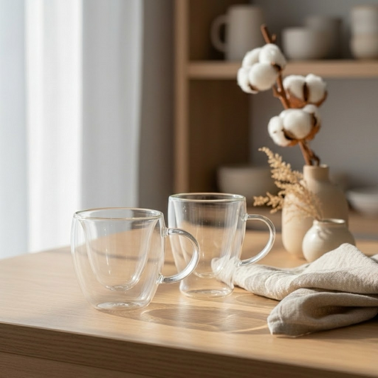 Set Café — Tazas Cristal Doble Fondo