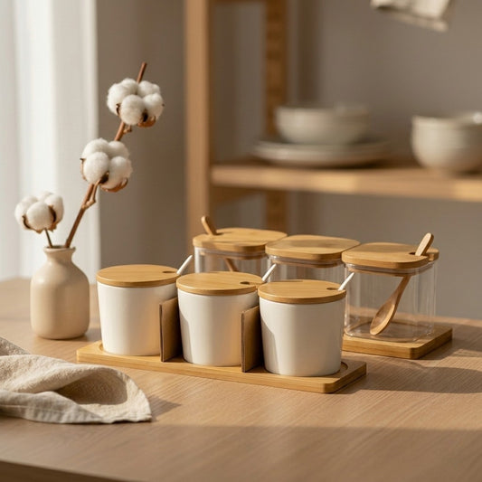 Set Condimentos — Condimentero Cerámica + Cristal