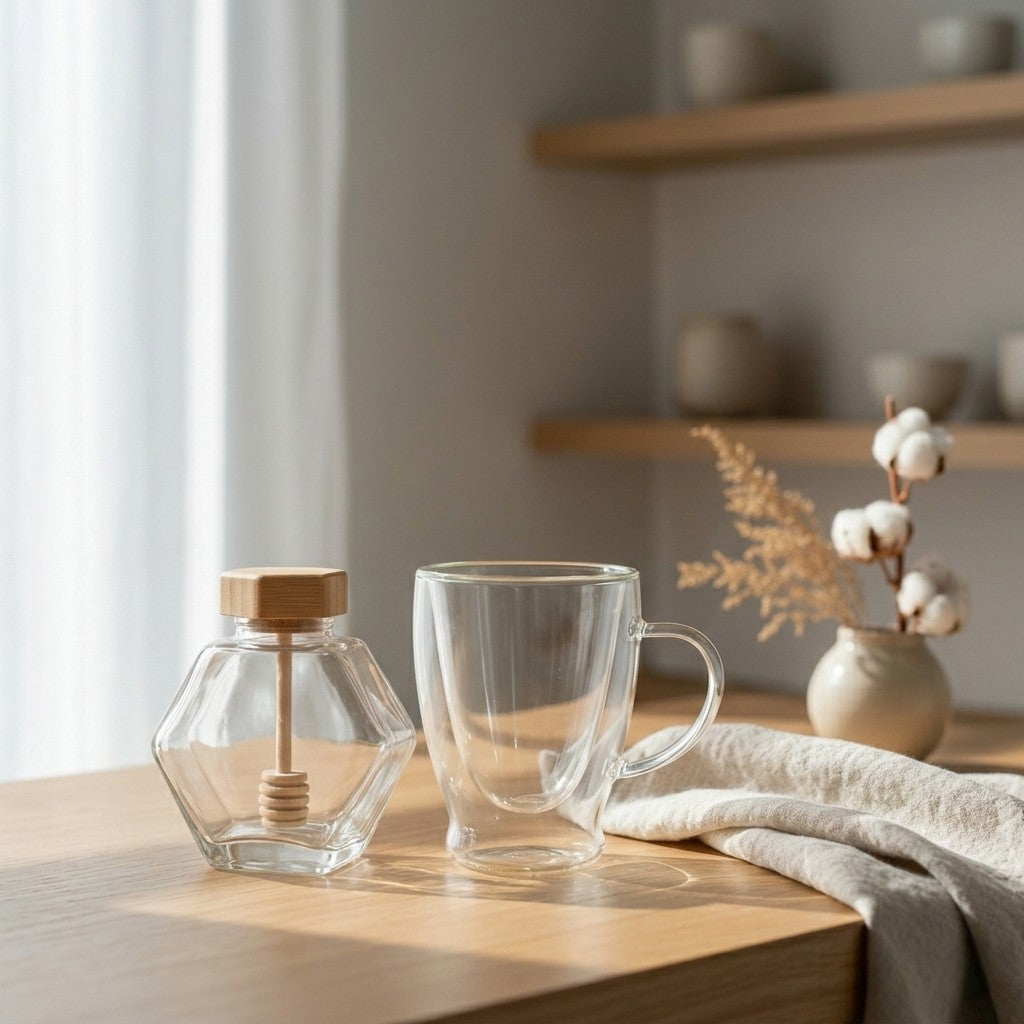 Set Té & Infusiones — Taza + Frasco Hexagonal